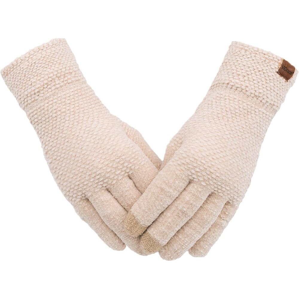 Winter Touchscreen Gloves for Women Chenille Warm Knit with 3 Touch Screen Finge